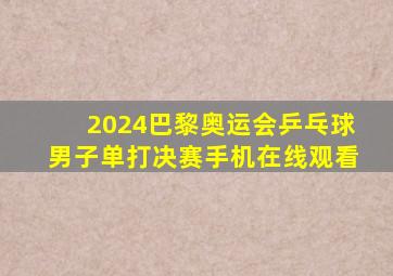 2024巴黎奥运会乒乓球男子单打决赛手机在线观看