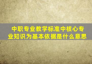 中职专业教学标准中核心专业知识为基本依据是什么意思