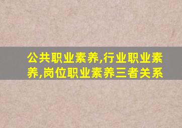 公共职业素养,行业职业素养,岗位职业素养三者关系