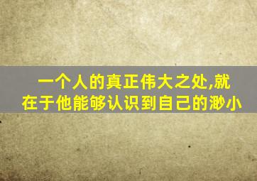 一个人的真正伟大之处,就在于他能够认识到自己的渺小