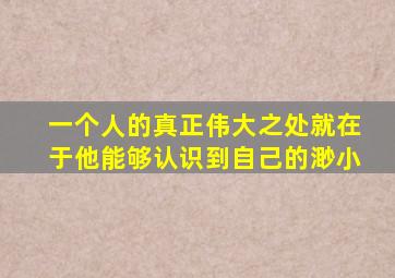 一个人的真正伟大之处就在于他能够认识到自己的渺小