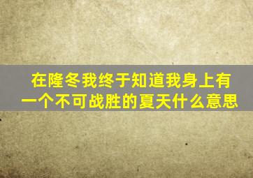 在隆冬我终于知道我身上有一个不可战胜的夏天什么意思