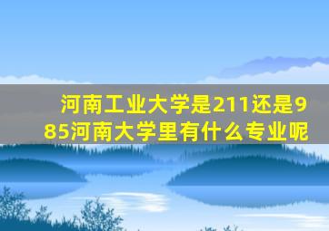 河南工业大学是211还是985河南大学里有什么专业呢