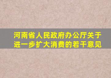 河南省人民政府办公厅关于进一步扩大消费的若干意见